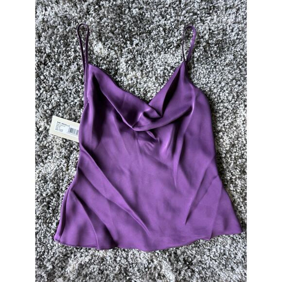 Ramy Brooks NWT Abigail Purple Cowl Neck Satin Tank Top Cami size Small - Picture 4 of 8